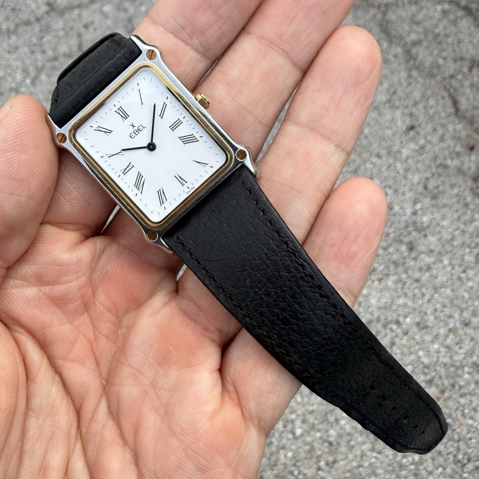 Vintage Ebel 181902 Tank Style Wrist Watch 1911 Solid 18k Gold Bezel Two Tone — image 7 of 8